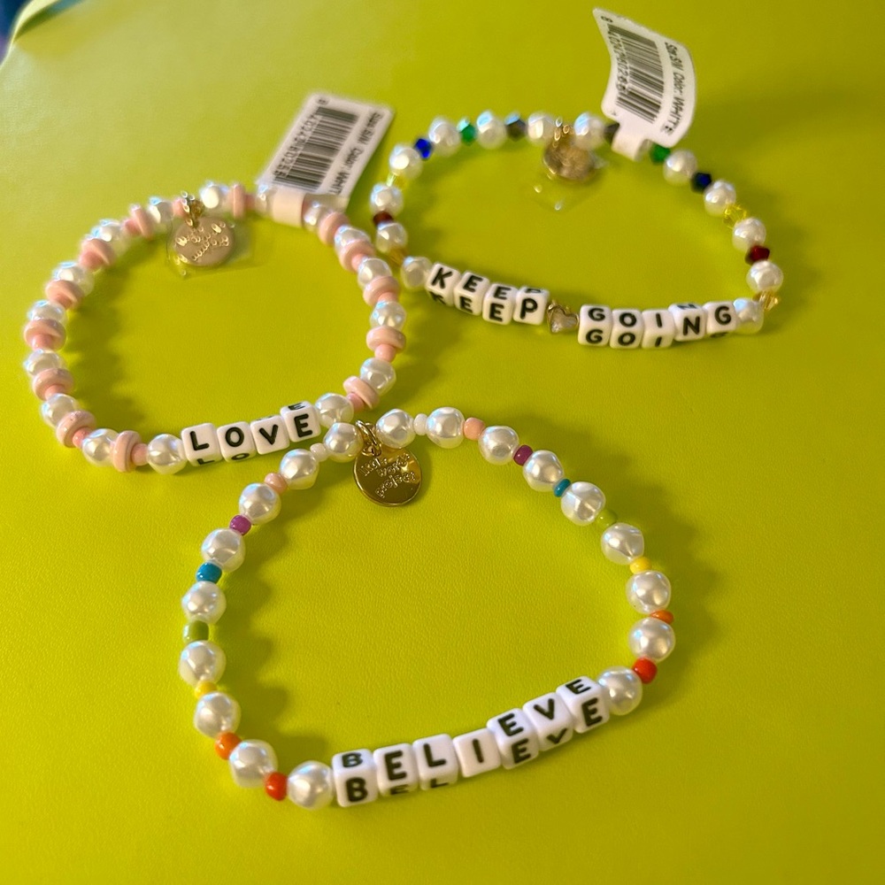 ✨SET OF 3 (two are NWT)✨ Little Words Project Pearl Bracelets, S/M